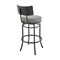Armen Living Rees Swivel Counter or Bar Stool in Black Finish with Gray Faux Leather 840254333628 - alternate 7